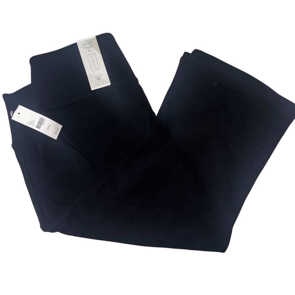 Livi Active Signature Stretch Yoga Capri Black NEW Cotton Spandex Wide Waistband